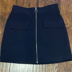 Navy Forever21 Zipper Front Mini Skirt Size Small